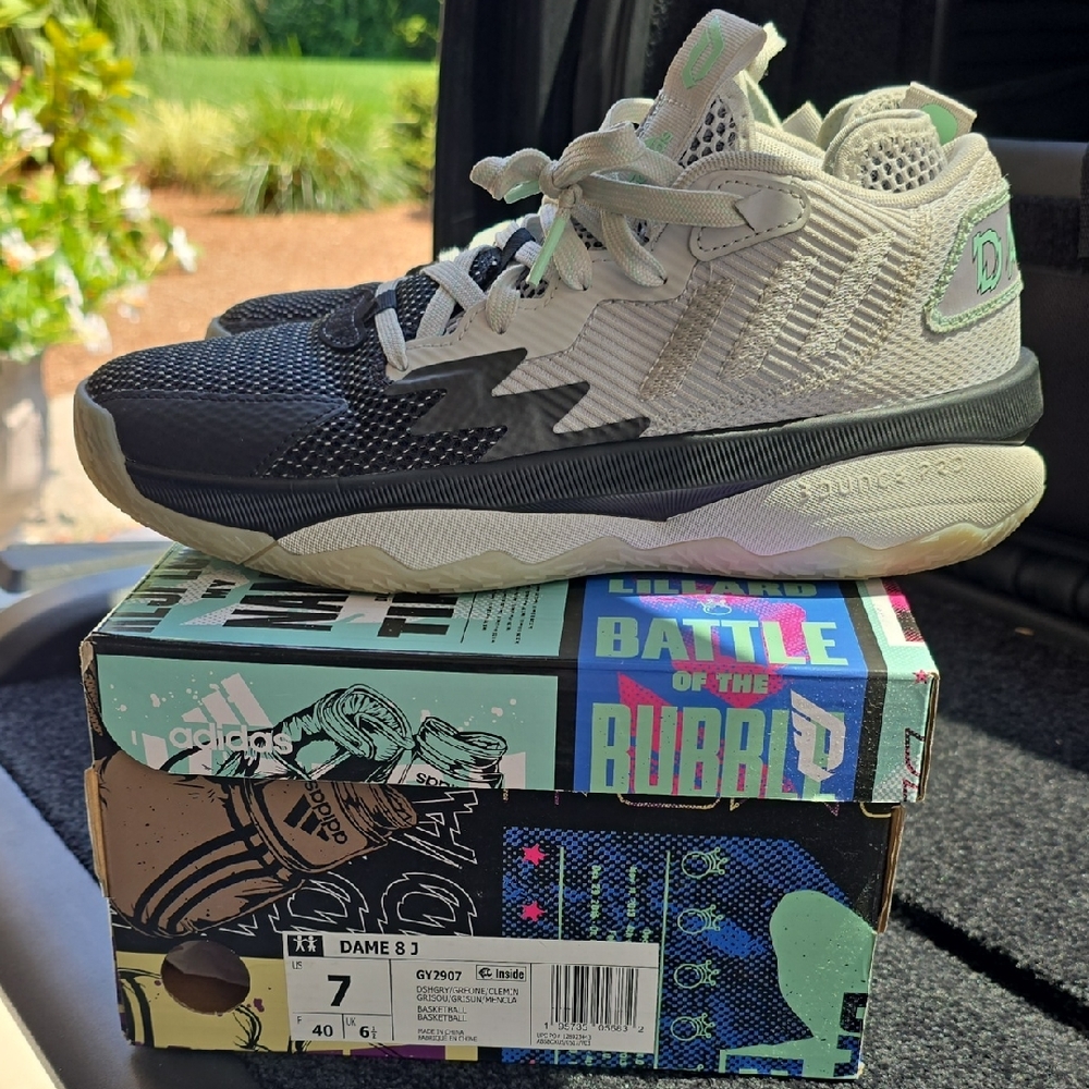 Adidas Kids Dame 8 Sneakers - Black and White